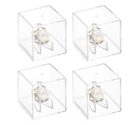 sourcing map 4PCS Championship Ring Display Case with Wooden Base, Acrylic Baseball Display Cube Dustproof Ring Holders for Baseball, Softball, Super Bowl, Football Ring (Wooden/Clear,2 Slots)