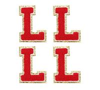 sourcing map 4Pcs Chenille Letter Patches Iron on Letter Patches Red L Alphabet Decorative Repair Embroidered Patches for Clothing, Shoes, Hats, Backpacks