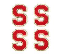 Sourcing Map 4Pcs Chenille Letter Patches - Red Alphabet Decorative Repair Embroidered Patches for Clothing, Shoes, Hats, Backpacks