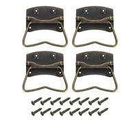 sourcing map 4Pcs Chest Handles, 88 x 58mm Side Ring Pull Lifting Handle, Metal Spray-Paint Wooden Box Puller Handles with Screws for Home Toolbox Case Drawer, Bronze
