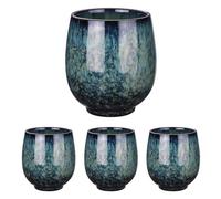sourcing map 4pcs Chinese Ceramic Teacups 5.41oz Traditional Gong Fu Tea Set Japanese No Handle Small Tea Cup for Mate Tea Coffee Wine Drinks, Sapphire Blue