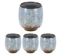 sourcing map 4pcs Chinese Ceramic Teacups 5.75oz Traditional Gong Fu Tea Set Ceramic Mate Teacup Japanese No Handle Small Coffee Cup for Mate Tea Coffee Wine Drinks, Light Blue