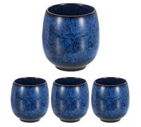 sourcing map 4pcs Chinese Ceramic Teacups 5.75oz Traditional Gong Fu Tea Set Ceramic Mate Teacup Japanese No Handle Small Coffee Cup for Mate Tea Coffee Wine Drinks, Dark Blue