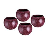sourcing map 4pcs Chinese Japanese Ceramic Teacups 5.07 oz Handmade Gong Fu Tea Set Ceramic Glaze-Changed No Handle Small Tea Cup for Mate Tea Coffee Wine Drinks Home and Gifts, Red