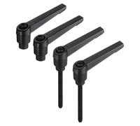 sourcing map 4pcs Clamping Lever Adjustable Handle Set Metric M5 x 50mm Male & M5 Female Thread Level Handles Hand Stud Knobs Quick Release Black for Lathe Machinery