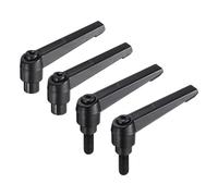 sourcing map 4pcs Clamping Lever Adjustable Handle Set Metric M8 x 20mm Male & M8 Female Thread Level Handles Hand Stud Knobs Quick Release Black for Lathe Machinery