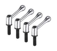 sourcing map 4pcs Clamping Lever Adjustable Handles M10 x 25mm Metric Male Thread Level Handle Threaded Stud Hand Knobs Locking Rotating Screw Handles Quick Release, Silver Tone