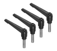 sourcing map 4pcs Clamping Lever Handles, M12 x 40mm 304 Stainless Steel Threaded Male Stud, Adjustable Handles Locking Quick Release Ratchet Push Button Bolt Knobs, Black
