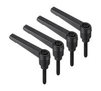 sourcing map 4pcs Clamping Lever Handles, M5 x 25mm Black Oxide Carbon Steel Threaded Male Stud, Adjustable Handles Locking Quick Release Ratchet Push Button Bolt Knobs, Black