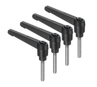 sourcing map 4pcs Clamping Lever Handles, M5 x 35mm 304 Stainless Steel Threaded Male Stud, Adjustable Handles Locking Quick Release Ratchet Push Button Bolt Knobs, Black