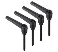 sourcing map 4pcs Clamping Lever Handles, M5 x 50mm Black Oxide Carbon Steel Threaded Male Stud, Adjustable Handles Locking Quick Release Ratchet Push Button Bolt Knobs, Black