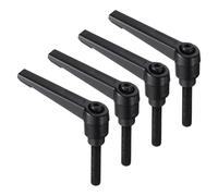 sourcing map 4pcs Clamping Lever Handles, M6 x 30mm Black Oxide Carbon Steel Threaded Male Stud, Adjustable Handles Locking Quick Release Ratchet Push Button Bolt Knobs, Black