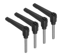 sourcing map 4pcs Clamping Lever Handles, M6 x 40mm 304 Stainless Steel Threaded Male Stud, Adjustable Handles Locking Quick Release Ratchet Push Button Bolt Knobs, Black