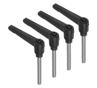 sourcing map 4pcs Clamping Lever Handles, M6 x 50mm 304 Stainless Steel Threaded Male Stud, Adjustable Handles Locking Quick Release Ratchet Push Button Bolt Knobs, Black