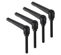 sourcing map 4pcs Clamping Lever Handles, M6 x 50mm Black Oxide Carbon Steel Threaded Male Stud, Adjustable Handles Locking Quick Release Ratchet Push Button Bolt Knobs, Black