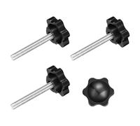 sourcing map 4Pcs Clamping Screw Knob, M5 x 35mm Hex Shaped Star Knob Plastic Grips Hand Tightening Screw Handle for Umbrella Base Mechanical Furniture, 32mm Dia