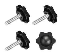 sourcing map 4Pcs Clamping Screw Knob, M6 x 25mm Hex Shaped Star Knob Plastic Grips Hand Tightening Screw Handle for Umbrella Base Mechanical Furniture, 25mm Dia