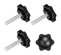 sourcing map 4Pcs Clamping Screw Knob, M6 x 30mm Hex Shaped Star Knob Plastic Grips Hand Tightening Screw Handle for Umbrella Base Mechanical Furniture, 32mm Dia
