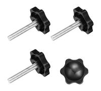 sourcing map 4Pcs Clamping Screw Knob, M6 x 35mm Hex Shaped Star Knob Plastic Grips Hand Tightening Screw Handle for Umbrella Base Mechanical Furniture, 32mm Dia