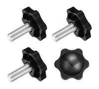 sourcing map 4Pcs Clamping Screw Knob, M8 x 20mm Hex Shaped Star Knob Plastic Grips Hand Tightening Screw Handle for Umbrella Base Mechanical Furniture, 32mm Dia