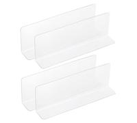sourcing map 4pcs Clear Shelf Dividers, 12"x3.9" Plastic L-Shaped Shelf Separator, Transparent Organizer Divider for Supermarket Store Commodity Classification