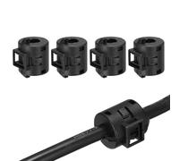 sourcing map 4Pcs Clip-on Ferrite Ring Core, RFI EMI Noise Suppression Filter Cable Clip Ferrite Beads for 8mm USB Video Data Cables, Interference Reduction, Black,Cylinder with Square Slot