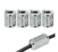 sourcing map 4Pcs Clip-on Ferrite Ring Core, RFI EMI Noise Suppression Filter Cable Clip Ferrite Beads for 7mm USB Audio Video Data Cables, for Interference Reduction, Grey,Cylinder with Ears