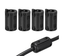 sourcing map 4Pcs Clip-on Ferrite Ring Core, RFI EMI Noise Suppression Filter Cable Clip Ferrite Beads for 11mm USB Audio Video Data Cables, for Interference Reduction, Black,Cylinder with Ears