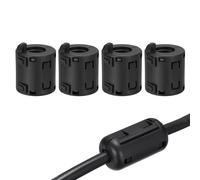 sourcing map 4Pcs Clip-on Ferrite Ring Core, RFI EMI Noise Suppression Filter Cable Clip Ferrite Beads for 16mm USB Audio Video Data Cables, for Interference Reduction, Black
