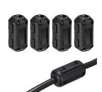 sourcing map 4Pcs Clip-on Ferrite Ring Core, RFI EMI Noise Suppression Filter Cable Clip Ferrite Beads for 7mm USB Audio Video Data Cables, for Interference Reduction, Black