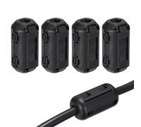 sourcing map 4Pcs Clip-on Ferrite Ring Core, RFI EMI Noise Suppression Filter Cable Clip Ferrite Beads for 3.5mm USB Audio Video Data Cables, for Interference Reduction, Black,Cylinder