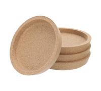sourcing map 4pcs Cork Coaster With Lip for Drinks Absorbent, 4 Inches Heat Resistant Reusable Drink Coaster for Wine Glass Cup Mug, Brown