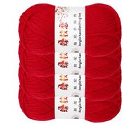 sourcing map 4PCS Crocheting Yarn, Bright Red 4 Ply Acrylic Yarn 200g Sport Weight Yarns Bulk Soft and Fluffy Yarns for Knitting DIY Crochet Handicraft Blankets Gift,394 Yards Total