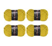sourcing map 4PCS Crocheting Yarn, Lemon Yellow 4 Ply Acrylic Yarn 100g Sport Weight Yarns Bulk Soft and Fluffy Yarns for Knitting DIY Crochet Handicraft Blankets Gift, 219 Yards