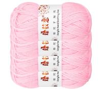 sourcing map 4PCS Crocheting Yarn, Pink 4 Ply Acrylic Yarn 200g Sport Weight Yarns Bulk Soft and Fluffy Yarns for Knitting DIY Crochet Handicraft Blankets Gift,394 Yards Total