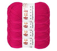 sourcing map 4PCS Crocheting Yarn, Rose Red 4 Ply Acrylic Yarn 200g Sport Weight Yarns Bulk Soft and Fluffy Yarns for Knitting DIY Crochet Handicraft Blankets Gift,394 Yards Total