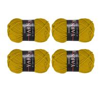 sourcing map 4PCS Crocheting Yarn, Yellow 4 Ply Acrylic Yarn 100g Sport Weight Yarns Bulk Soft and Fluffy Yarns for Knitting DIY Crochet Handicraft Blankets Gift, 219 Yards