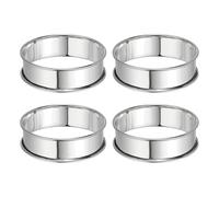 sourcing map 4pcs Crumpet Rings 3.15" Nonstick Round Cake Ring Stainless Steel Double Rolled English Pastry Rings for Kitchen Baking Crumpet Dessert, Silver