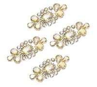 sourcing map 4Pcs Crystal Rhinestone Applique, Glitter Rhinestone Iron on Patch, Hot Fix or Sew on Sewing Applique for Bridal Costume Belt Bags Hat Decoration (2.4 x 1.2 Inch, Champagne)