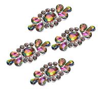 sourcing map 4Pcs Crystal Rhinestone Applique, Glitter Rhinestone Iron on Patch, Hot Fix or Sew on Sewing Applique for Bridal Costume Belt Bags Hat Decoration (2.4 x 1.2 Inch, Multicolor)