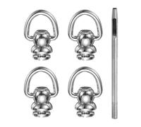 sourcing map 4pcs D-Ring Button Rivets 10mm Brass Studs Rivets D Ring Stud Screw Ball with 3mm Leather Hole Punch for Leather Craft, Silver