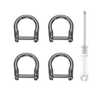 sourcing map 4pcs D-Rings Screw in Shackle 1/2" Metal Horseshoe U Shape Semicircle D Ring Purse Key Holder with Screwdriver for DIY Leather Craft Keychain Collar Accessories, Gun Black