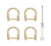 sourcing map 4pcs D-Rings Screw in Shackle 1/2" Metal Horseshoe U Shape Semicircle D Ring Purse Key Holder with Screwdriver for DIY Leather Craft Keychain Collar Accessories, Light Gold