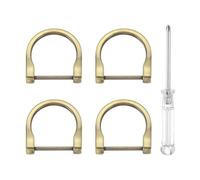 sourcing map 4pcs D-Rings Screw in Shackle 1" Metal Horseshoe U Shape Semicircle D Ring Purse Key Holder with Screwdriver for DIY Leather Craft Keychain Collar Accessories, Gold Black Brush