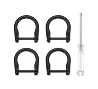 sourcing map 4pcs D-Rings Screw in Shackle 5/8" Metal Horseshoe U Shape Semicircle D Ring Purse Key Holder with Screwdriver for DIY Leather Craft Keychain Collar Accessories, Matte Black