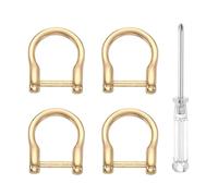sourcing map 4pcs D-Rings Screw in Shackle 5/9" Metal Horseshoe U Shape Semicircle D Ring Purse Key Holder with Screwdriver for DIY Leather Craft Keychain Collar Accessories, Light Gold