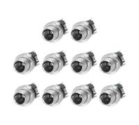 sourcing map 4pcs DC5521 Power Jack, 30V 0.5A 5.5x2.1mm 3 Pin DC Power Female Panel Mounting Connector Socket with Metal Nut Washer for Electronics Devices, Silver 10.8x10.8x24.3mm