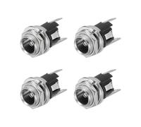 sourcing map 4pcs DC5521 Power Jack, 30V 0.5A 5.5x2.1mm 3 Pin DC Power Female Panel Mounting Connector Socket with Metal Nut Washer for Electronics Devices, Silver 10.8x10.8x21.2mm