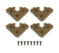 sourcing map 4Pcs Decorative Corner Protectors, Metal Corner Guards, Furniture Edge Protector with Screws 0.98"x0.98"x1.42" for Wooden Gift Box Cabinet Decorative, Bronze
