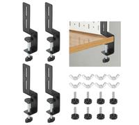 sourcing map 4Pcs Desk Clamps, Metal Fixing Mount Pegboard Fixing Bracket Pegboard Organizer Metal Desktop Brackets for Office Game Workstation Garage Kitchen Display Accessories, Black